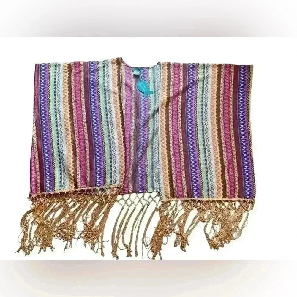 NWT Antica Sartoria by Giacomo Cinque Hand Knitted Light Wool Poncho One Size